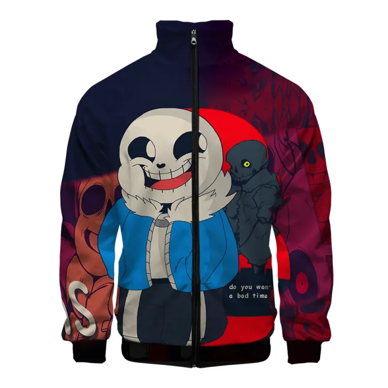 Luxury Popular Sans Undertale 3D Print Zipper Raglan Jacket Windbreaker Boys/Girls Comfortable Stand Collar Jackets Coats