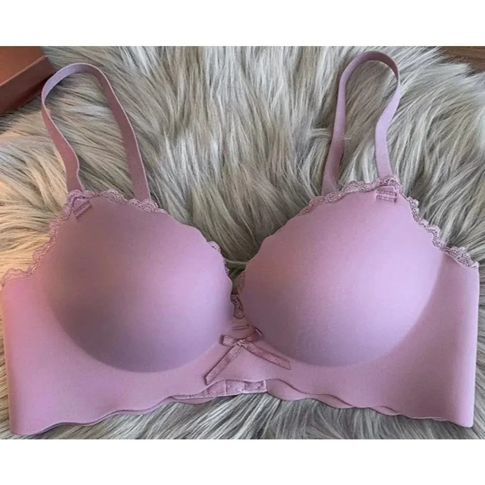 セクシーWomen Wireless Seamless Bra Set One‑Piece Push‑Up Brassiere Small Bust Side Support Anti‑Sag Soft Ladies Intimates Lingerie