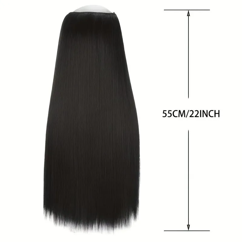 Extensions de cheveux synthétiques sans Clips faux postiche ombré blond brun noir cheveux raides naturels faux postiche pour femme