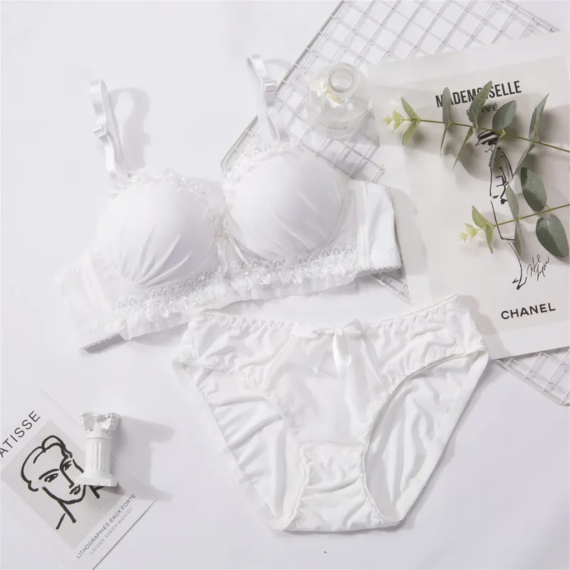 Set Bra Renda untuk Gadis Seluar Dalam Seksi Bra Wanita Pakaian Dalam Wanita Sweet Comel Bra Gadis Bernafas Set Seluar Dalam Lembut Seluar Bra Seksi