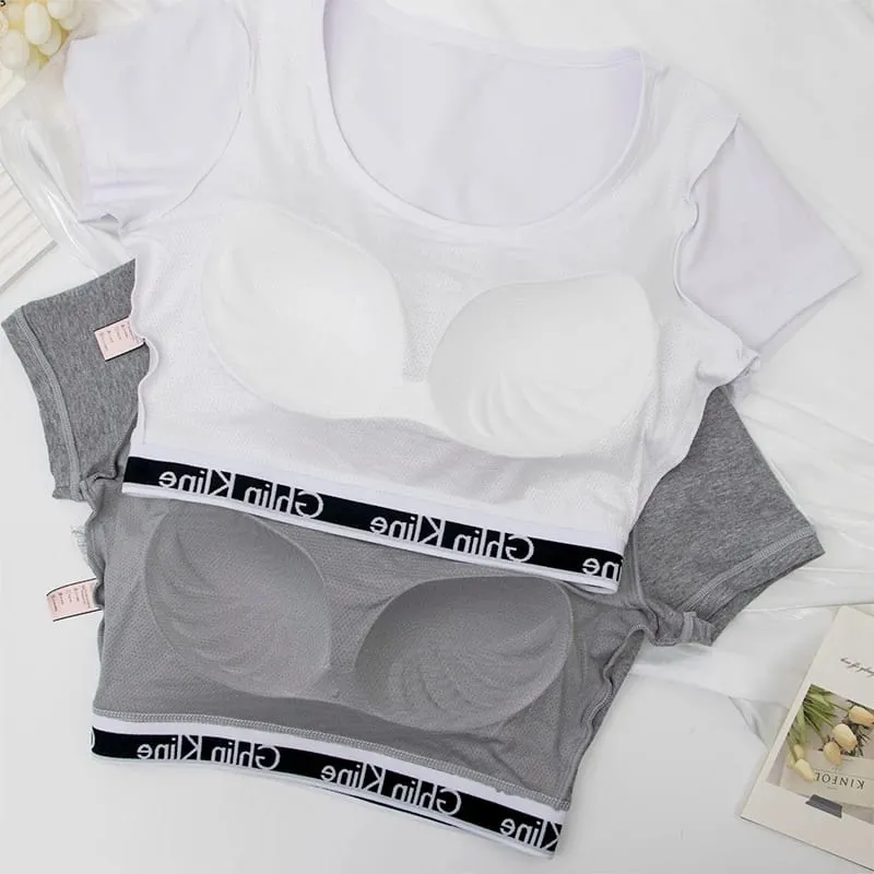 Women's Comfortable Breathable Sports Vest with Padding And Cotton Underwear Fitness Running Underwear Set