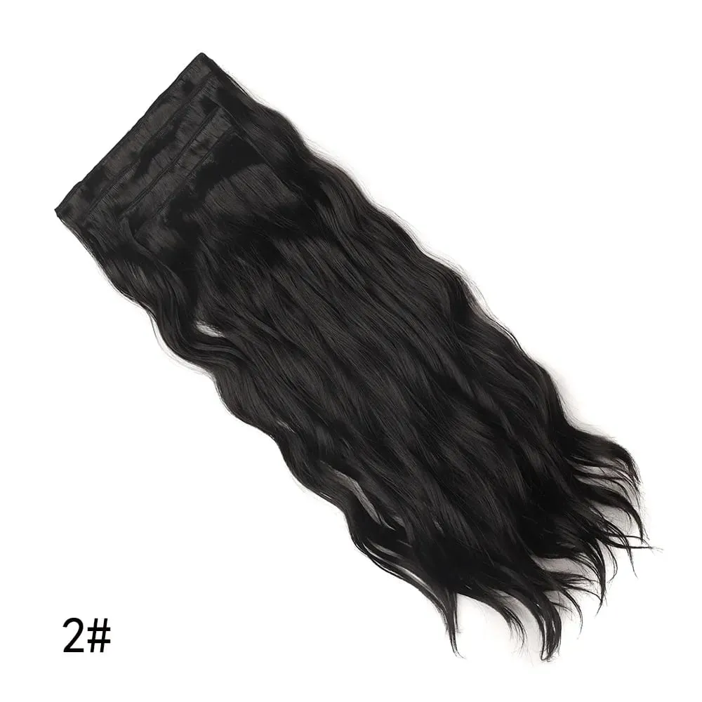 4 Pcs 22 Inch Clip in Hair Extensions Long Synthetic Wavy Curly Hairpieces Layered Soft Invisible Clip Ins Extensions for Women