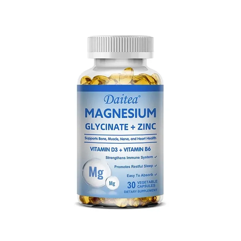 Daitea Magnesium Glycinate & Zink Kosttilskud - Knoglenerve-immunstøtte - Velegnet til mænd og kvinder