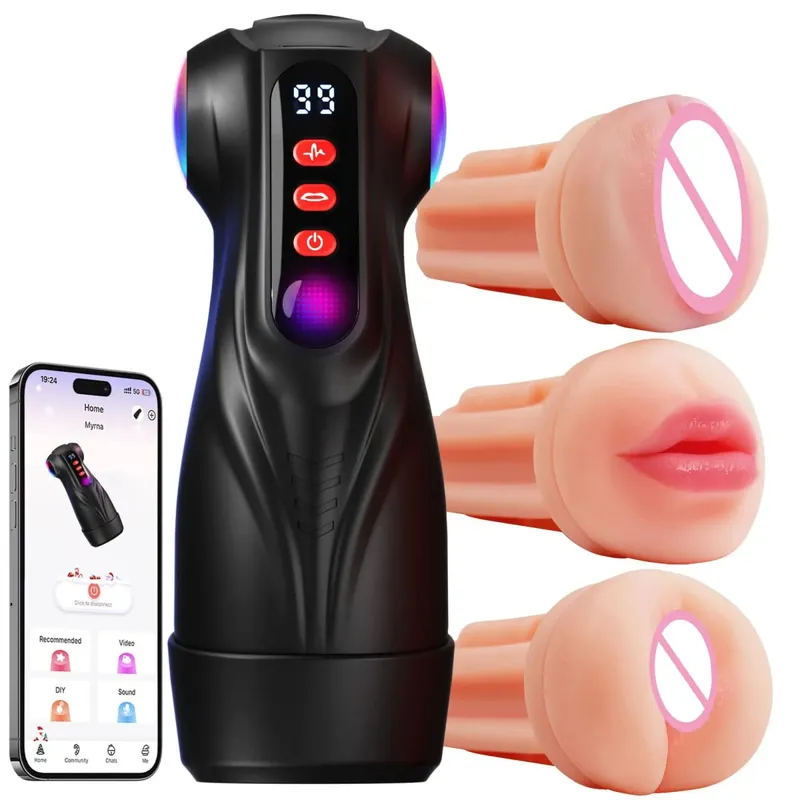 Male Masturbator Sex Toys for Men - 3 Sleeves AI Sync Pocket Pussy Penis Pump APP Adult Toys Mens Sex Toy Erotic Massage Kits
