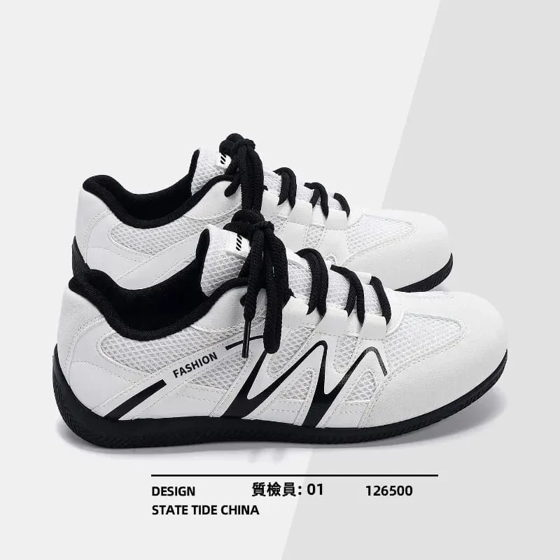 Heren mesh ademende casual sneakers met veters platte zool mode sportschoenen dagelijks wandelen dames lichtgewicht atletische schoenen