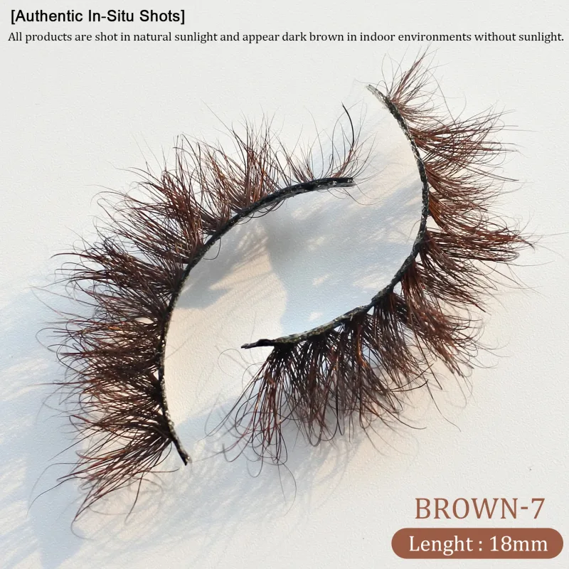 `Dark Brown 3D Mink False Eyelashes Fluffy Wispy Volume Strip Lashes Soft Handmade Brown Mink Lashes Natural Makeup Eye Beauty T