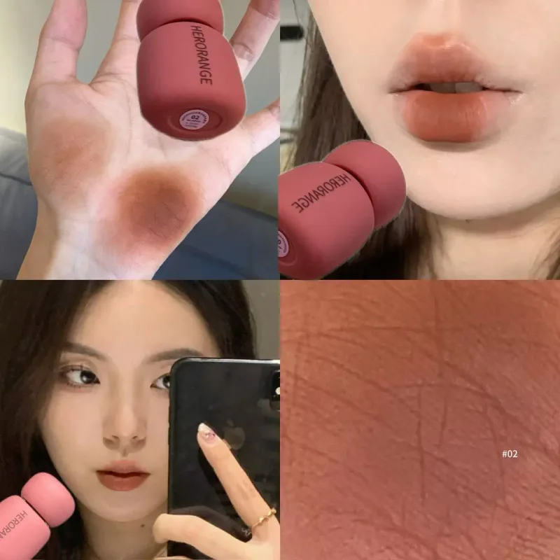 Herorange veludo fosco labial lama rico pigmento sem transferência de longa duração suave não seco ilumina a pele uso diário