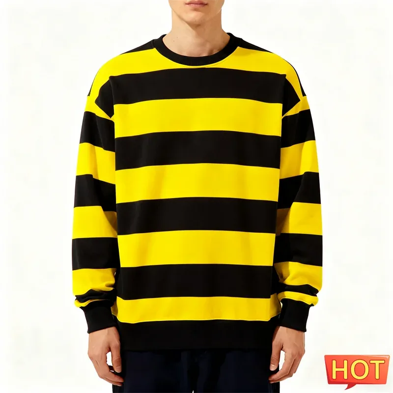 Eenvoudige gestreepte grafische sweatshirts voor heren Mode Trendy lange mouwen 3D bedrukt Lelijk sweatshirt Casual oversized truien Tops