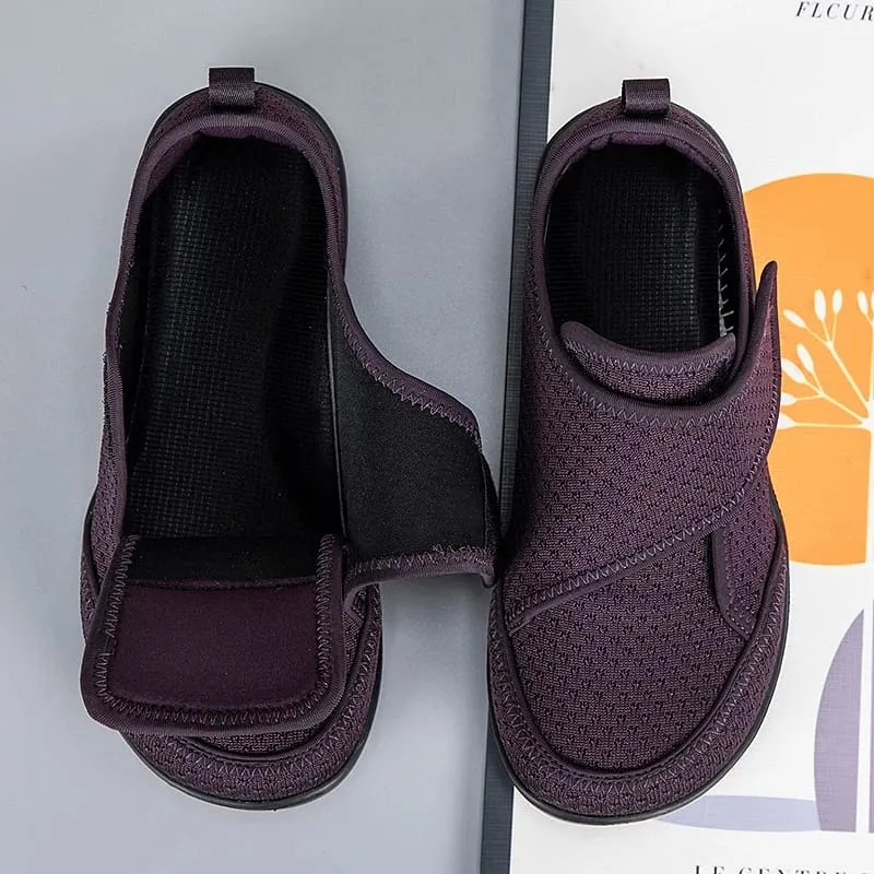 Sapatos abertos para idosos ajustáveis, sapatos para diabéticos, pés inchados, gordura, hálux valgus, joanete, ortopedia, polegar, eversão, homens e mulheres