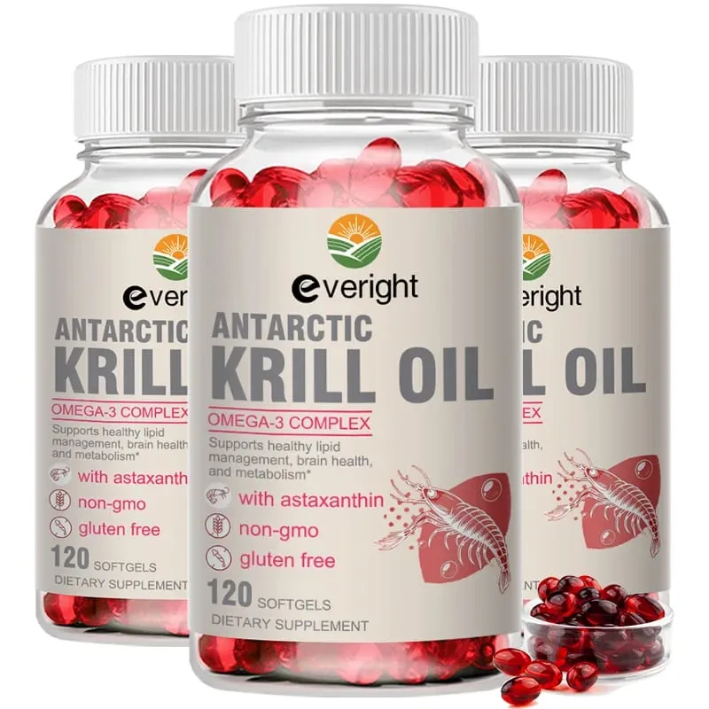 Krill Oil – Phospholipid Omega-3 Complex with Astaxanthin – Supports Lipid Management Metabolism Brain & Heart Health EPA/DHA