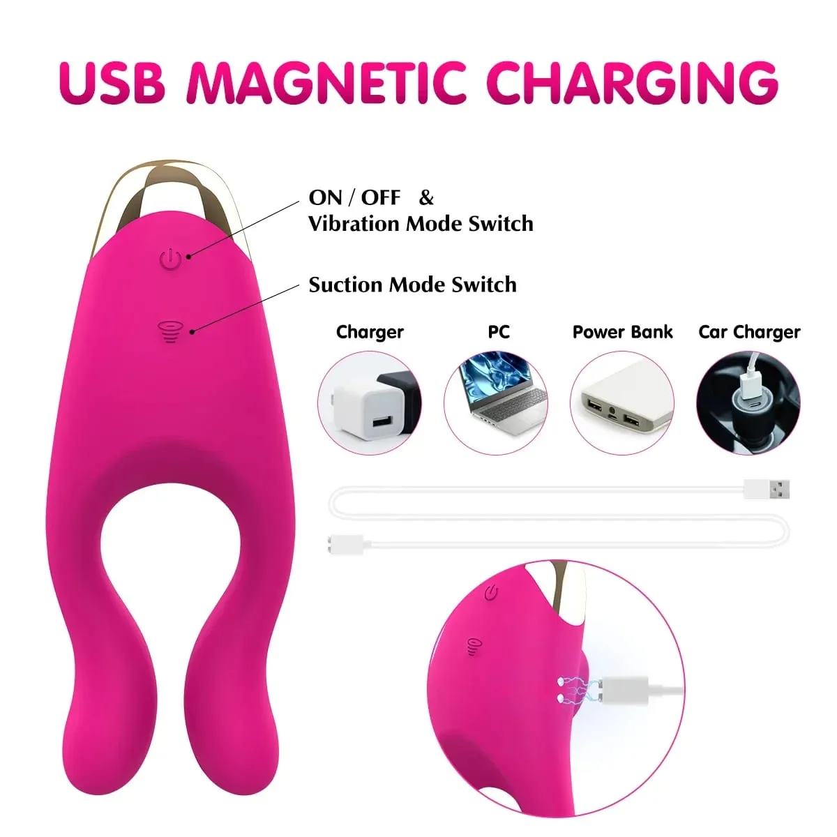 2 in1 Sucking Vibrator Penis Ring Sex Toy for Men Clitoris Sucker Stimulator Cock Ring Adult Products Scrotum Massager Couple 18