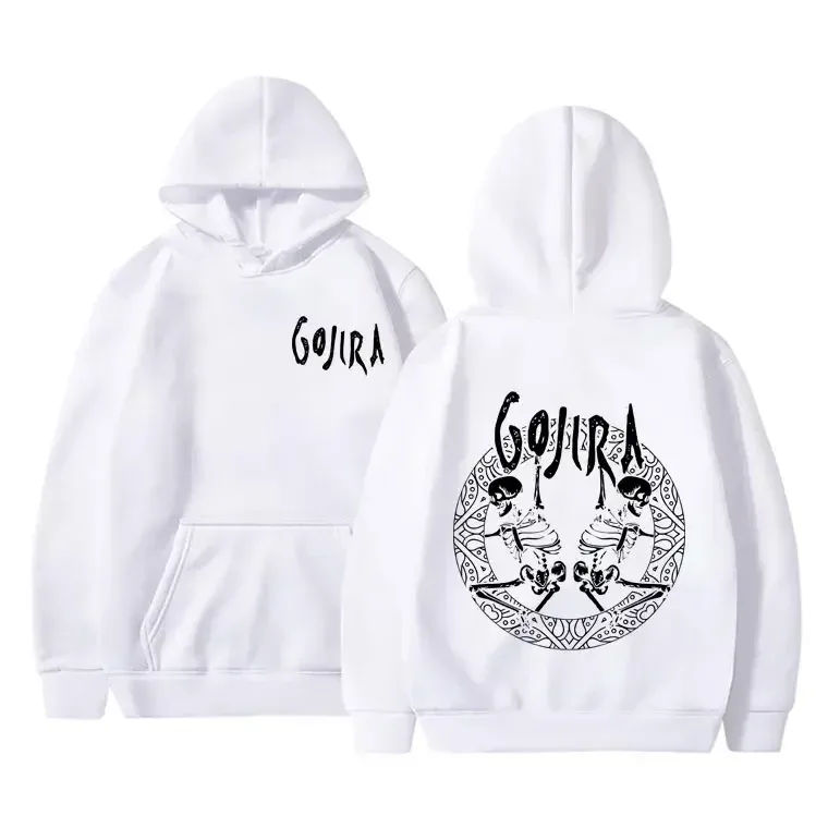 Sudadera con capucha con estampado de doble cara de esqueleto de Gojira de banda de Metal francesa para hombre y mujer, Jersey Vintage con capucha, sudaderas informales de gran tamaño para hombre