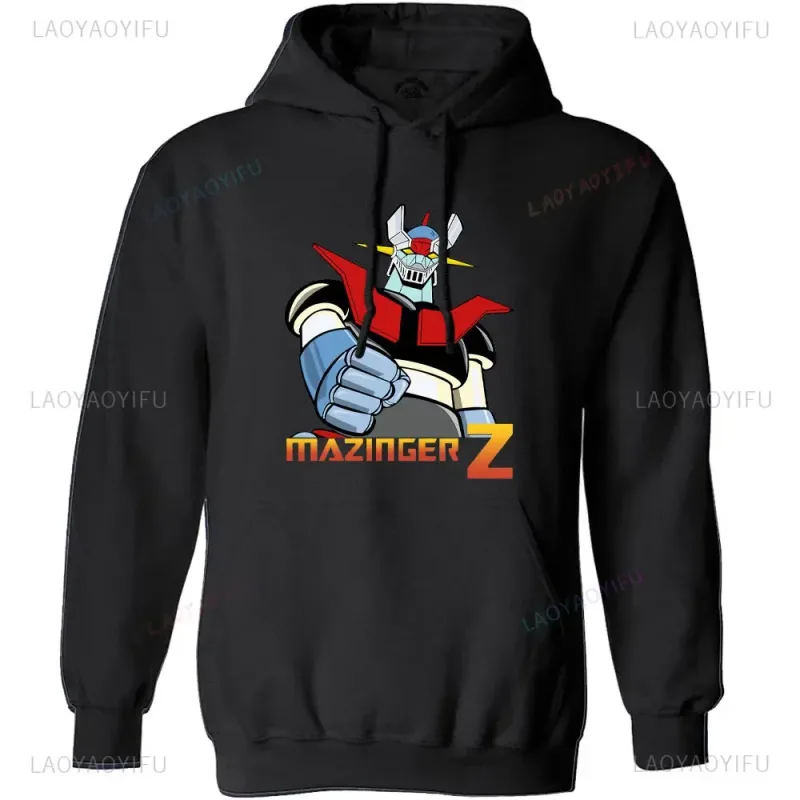 Japanese Mazinger Z Shirt Mens Cool Wear Fashion Hoodies Tops Cartoon Men Clothing Graphic Hoodied Anime Clothes Long Sleeve