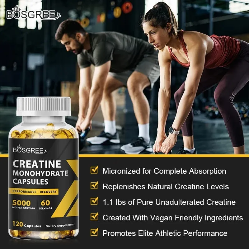 Creatine Monohydrate Capsules | Creatine Pills Supports Workout Recovery Lean Muscle Gain Performance，Creatine Supplements