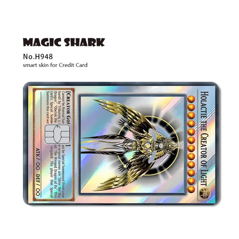 Magic Shark Yo-gi-oh Blue Eyes Dragon Game Shinny Holographic Laser Debit Credit Card Sticker Film Skin Front Cover
