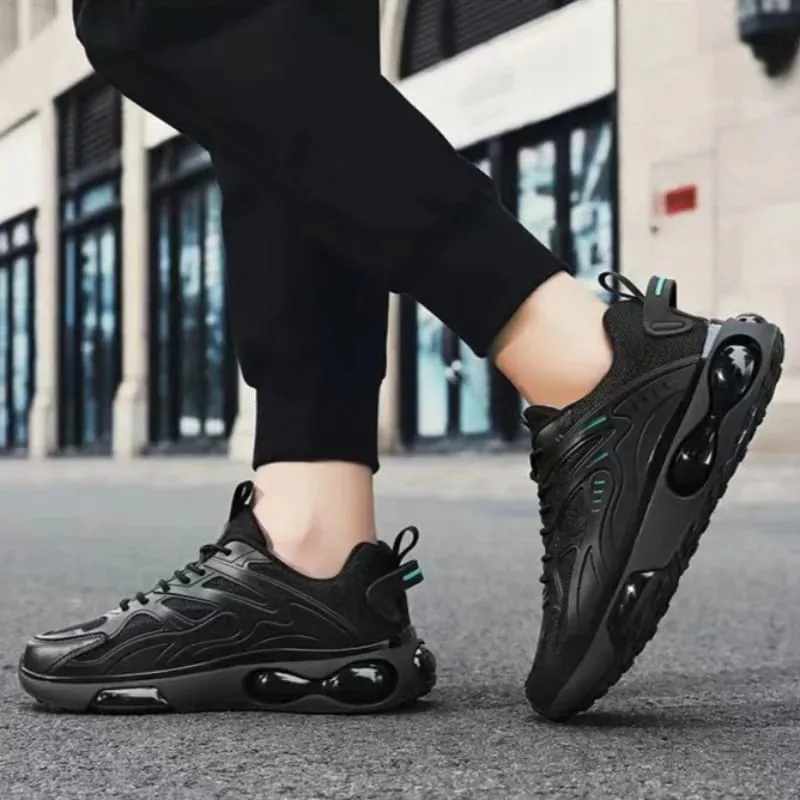 Men's Black Casual Sports Shoes Breathable Outdoor Running Thick Design Men's Fashion Sports Shoes
