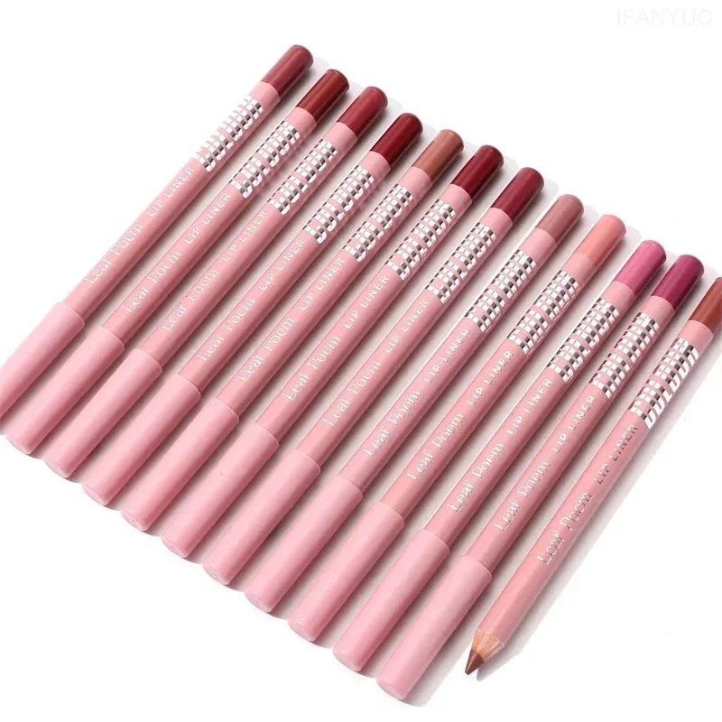 Delineador de labios mate resistente al agua de 12 colores, delineador de labios duradero a prueba de manchas, fórmula sin transferencia, maquillaje de lápiz labial de contorno preciso
