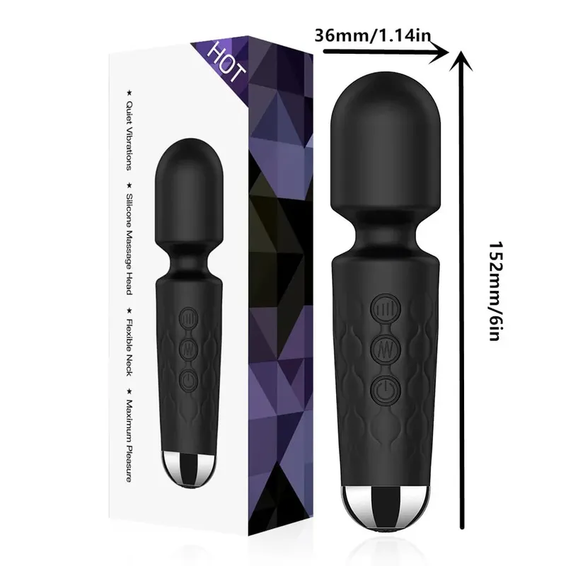 Powerful 20 Speeds Magic Wand Clitoris Stimulator G-Spot Massager Rechargeable Portable Sex Toy for Women