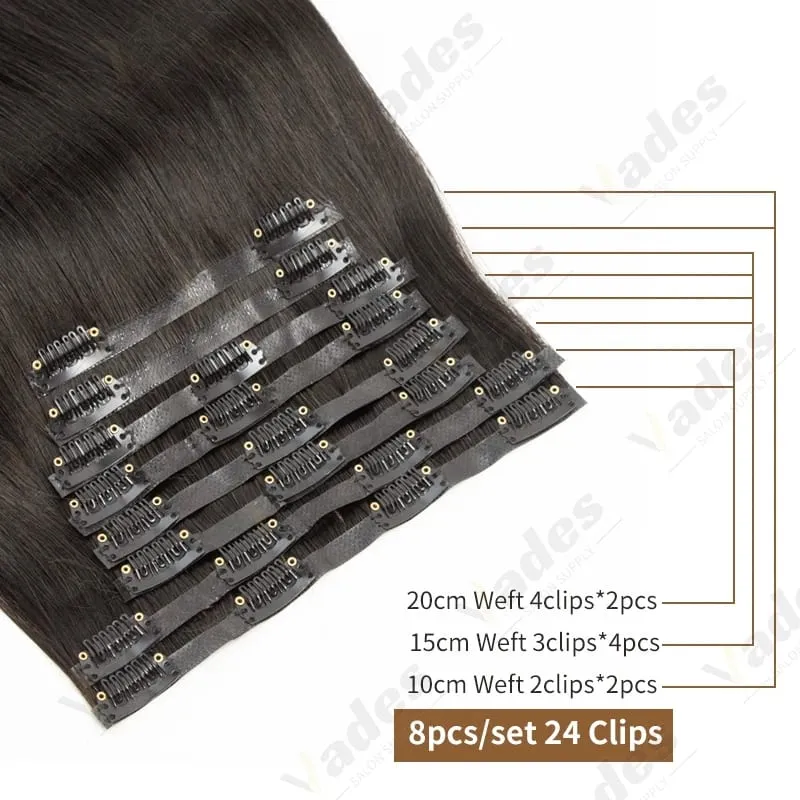 Invisible Thick PU Clip in Hair Extensions Real Human Hair Straight Remy Hair Clip in Hair Extensions 7pcs for Women Daily Use