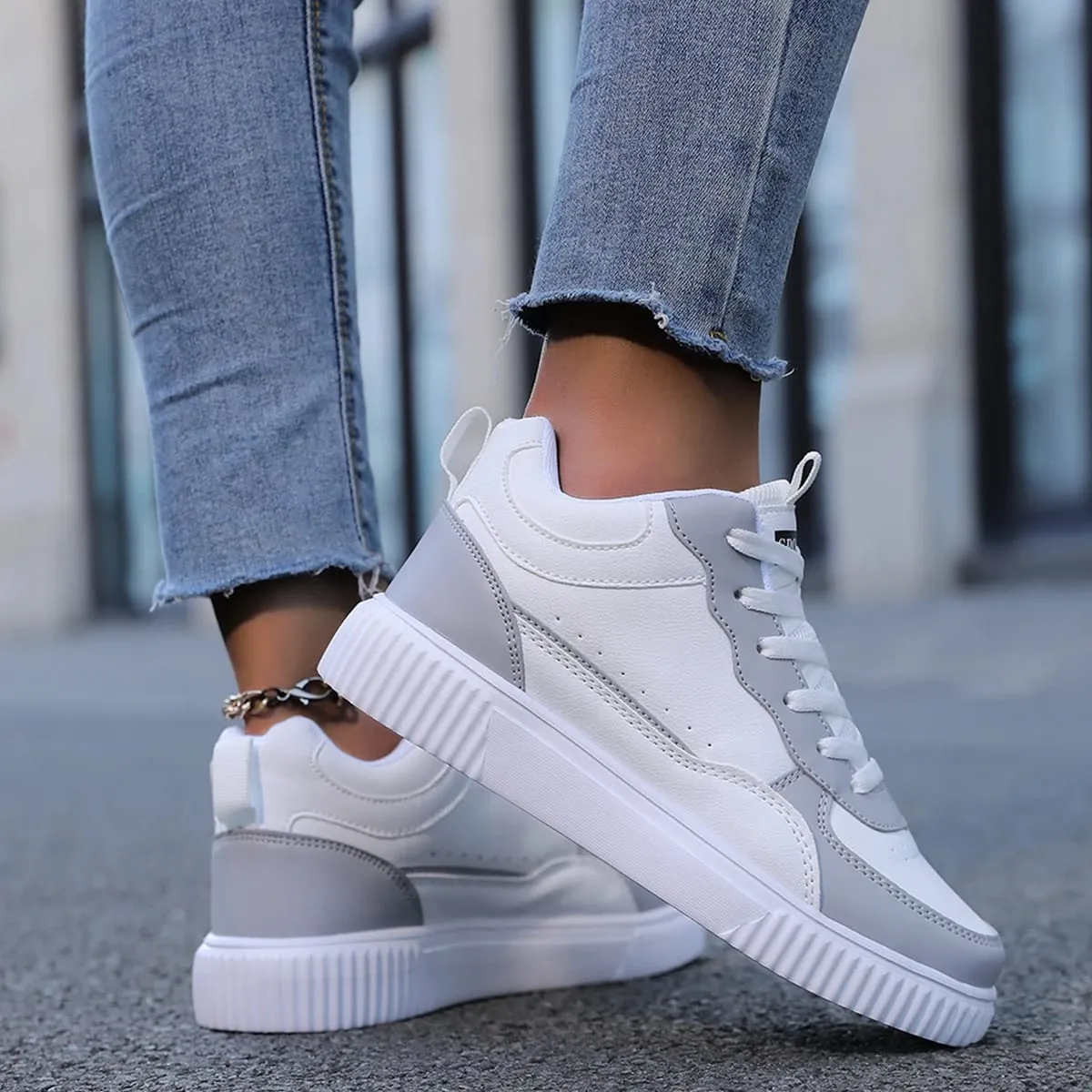 Men's High-Top Sneakers Spring and Summer Trendy Men's Gray Youth Student Shoes Fashionable Versatile Casual Low-Top Sneakers