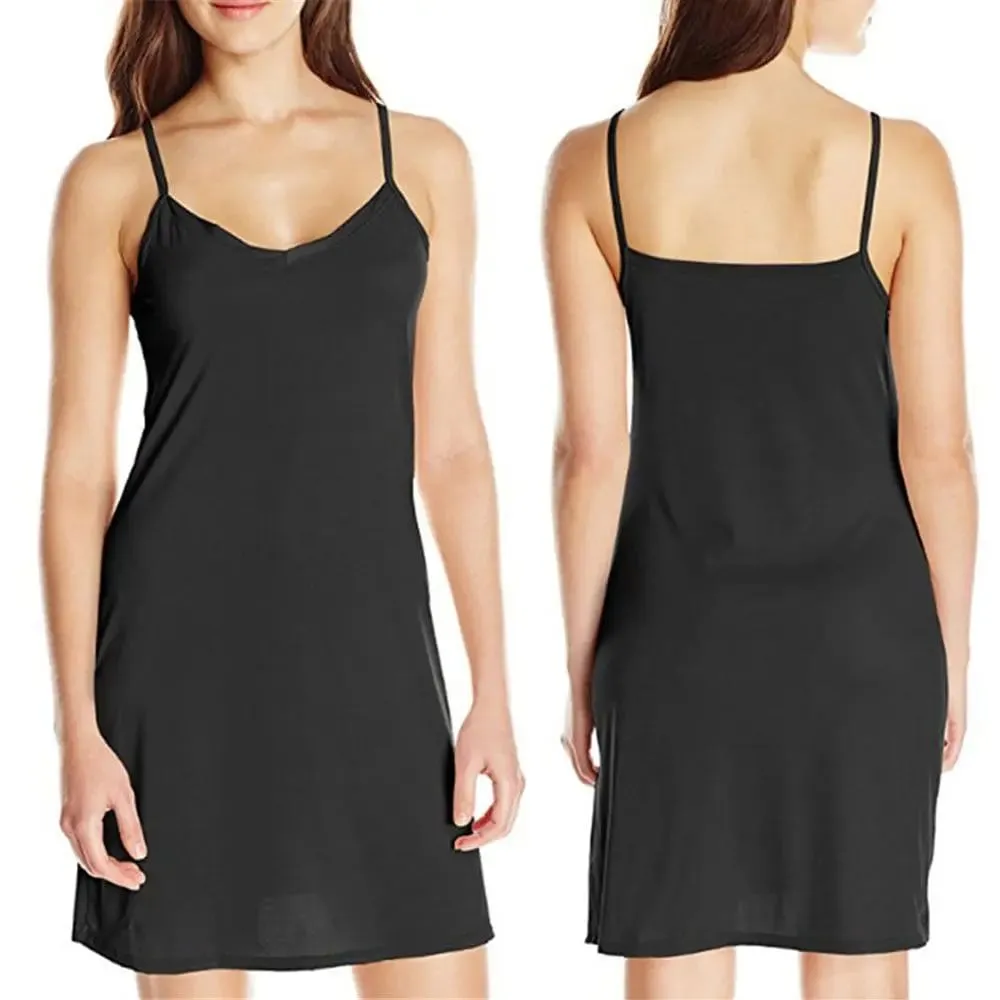 Womens Solid Color Backless Short Dress Sling Dress Slip Under Dress Sleeveless