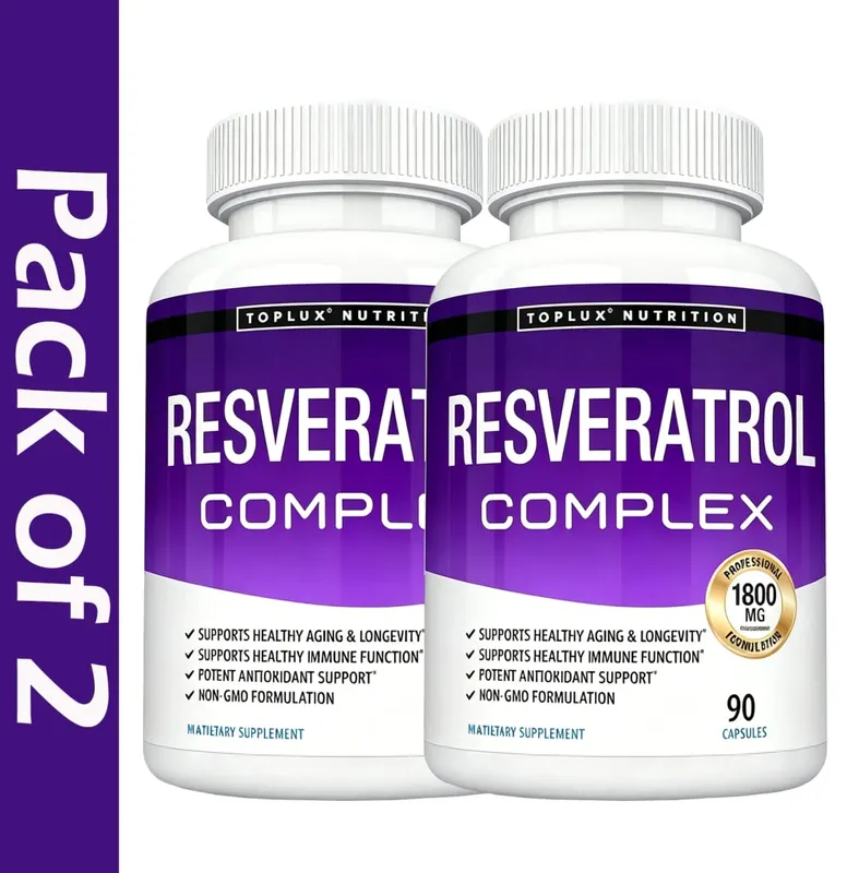 Resveratrol Complex Supplement 1800mg Antioxidant Pills for Healthy Aging Overall Health Immune System Brain Function 90 Caps — image 8