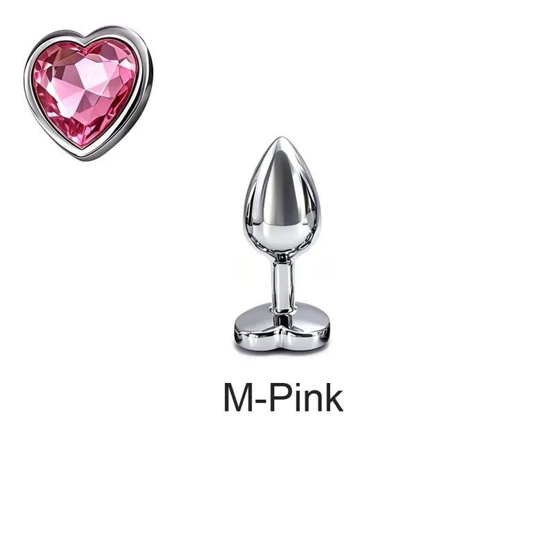 5 Sizes Metal Anal Plug Set with Heart Base Smooth Prostate Massage Butt Plug Sex Toys for Men Women Couples