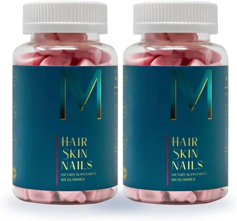 Hair Skin Nails Gummies with Biotin and Zinc Vitamins A C D2 and E Plus B6 and B12 for Radiant Healthy Skin 60 Gummies