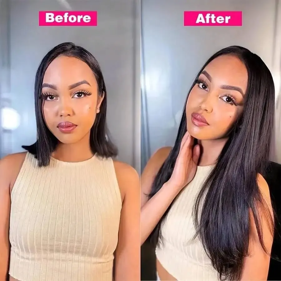8pcs Clip In Hair Extensions Jet Black Straight Hair Rich Full Glossy Natural Finish For Various Looks 18 20 Inch