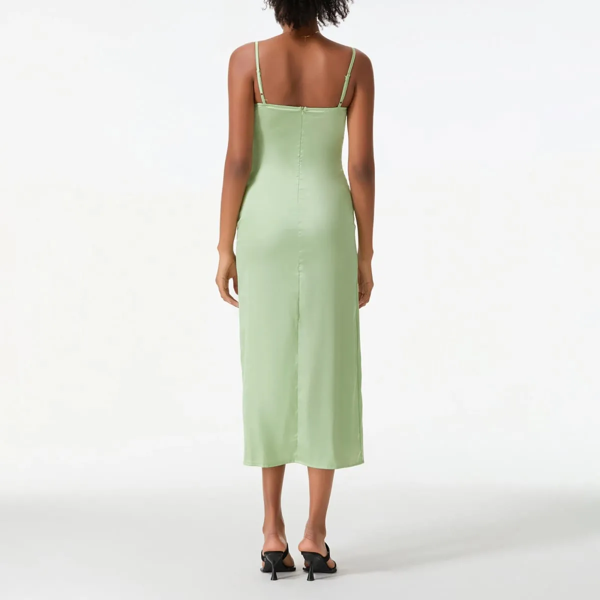 Gaun Panjang Bodycon Selempang Satin Gaun Koktail Tali Spaghetti Tanpa Lengan Bordir Bunga Wanita Gaun Ramping Klub Pesta Musim Panas