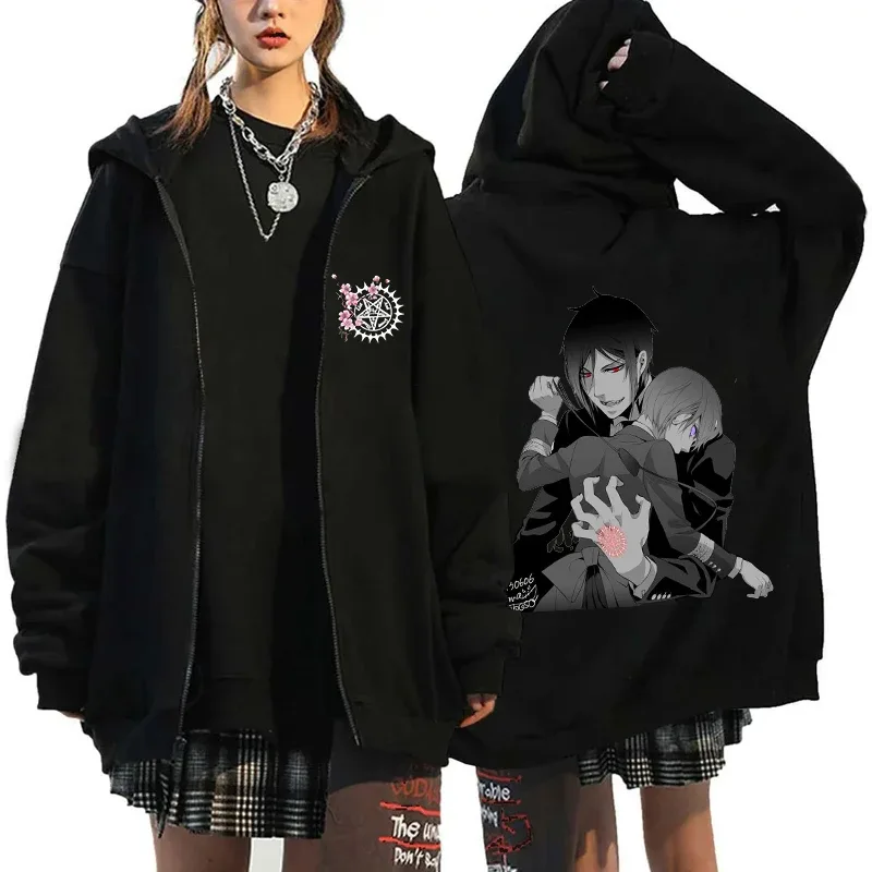 2025 Hot Aniem Cosplay Tops Black Butler Zipper Hoodie Fashion Autumn Winter Long Sleeve Sweatshirts Zipper Jacket For Man Woman
