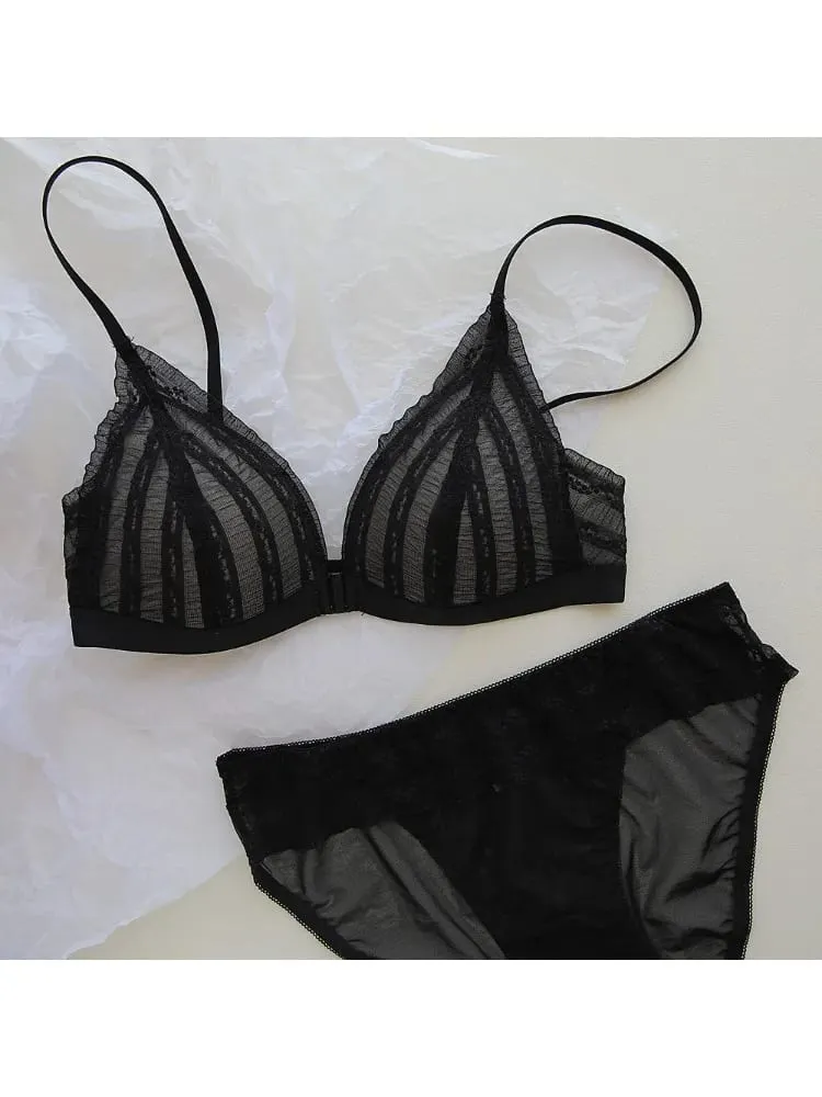 Push Up Bra for Small Breasts - Front Close Lace Bralette Wireless Demi Triangle Cup Sexy Underwear Thin Demi Cup Small Chest