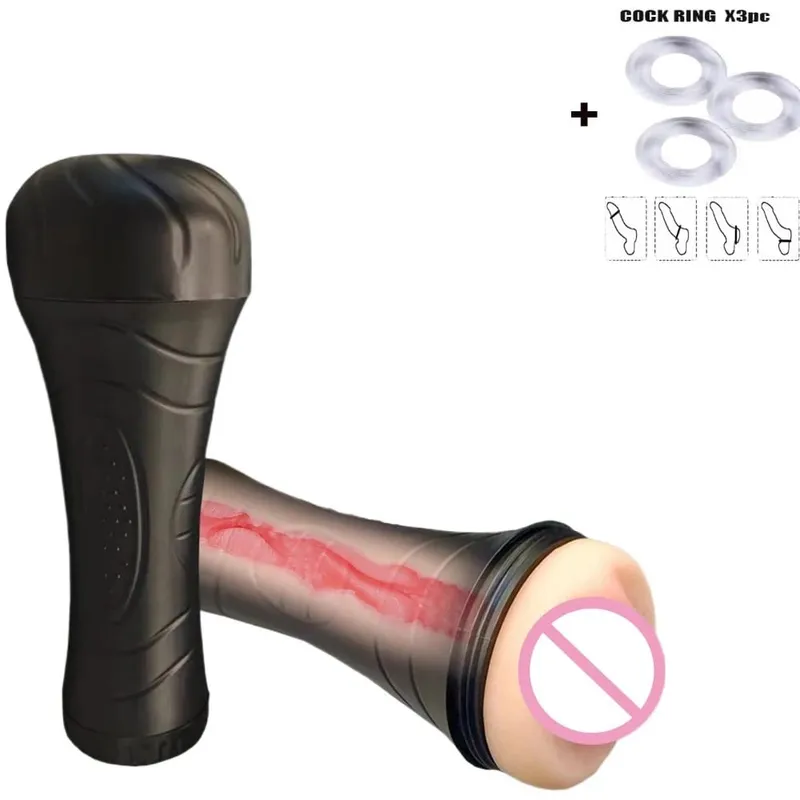 Male Masturbator Sucking Rotation Endurance Exercise Flesh Like LIght Vibratin 2-in-1 Masturbaror Parar Hombre Sex Toys for Men
