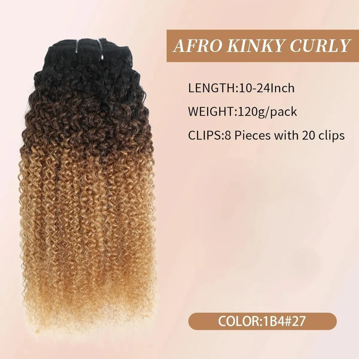 Ombre T1B/4/27 Afro kinky Curly Clip in Human Hiar Extensions 120G 8Pcs/Set BrazilianVirgin Human Hair Highlight P427 Extensions