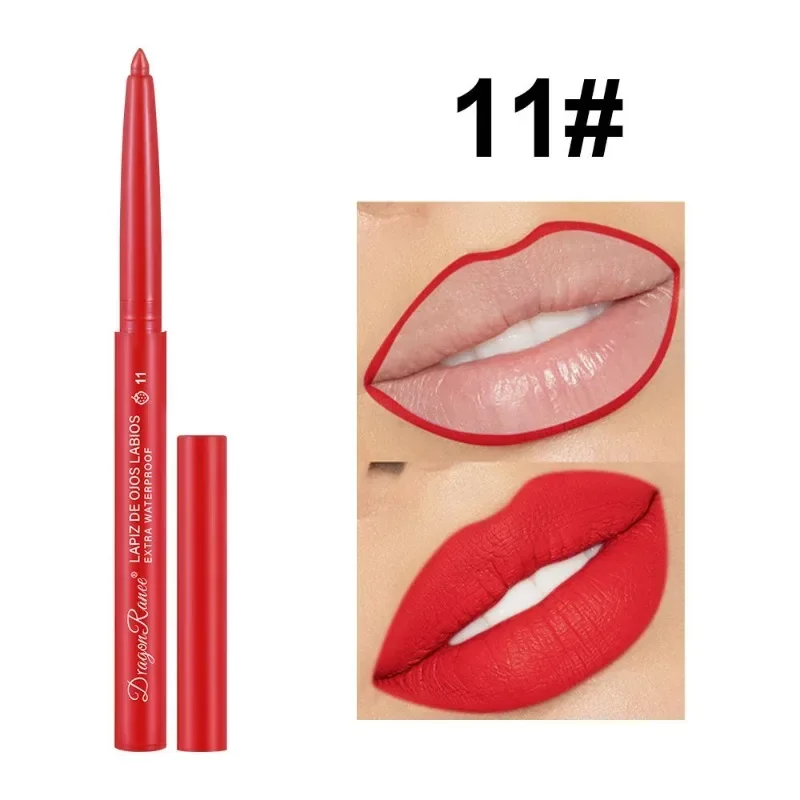 Vandtæt mat lipliner blyant Sexet rød kontur læbefarvet læbestift Holdbar fugtgivende Non-stick kop Læber Makeup 12 farver