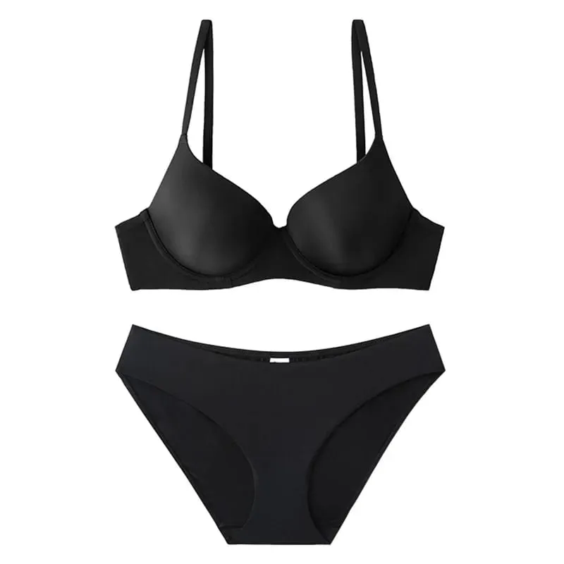 Women Padded Push Up Bra Set Elegant Daily Casual Bra and Panty Set Ladies Lingerie Brief Set Underwear