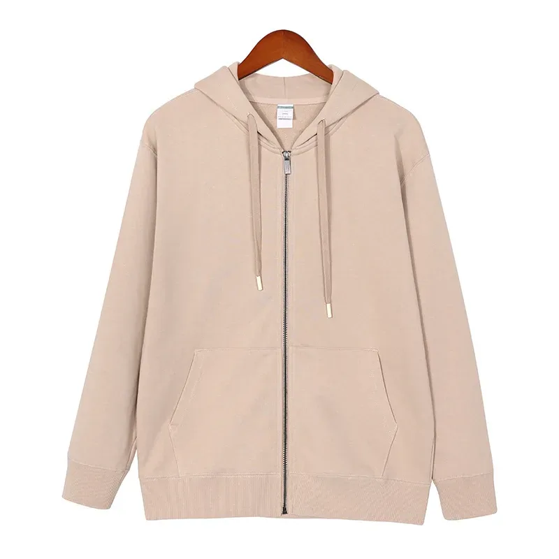 2026 autumn and winter new men's hooded zipper sweater solid color