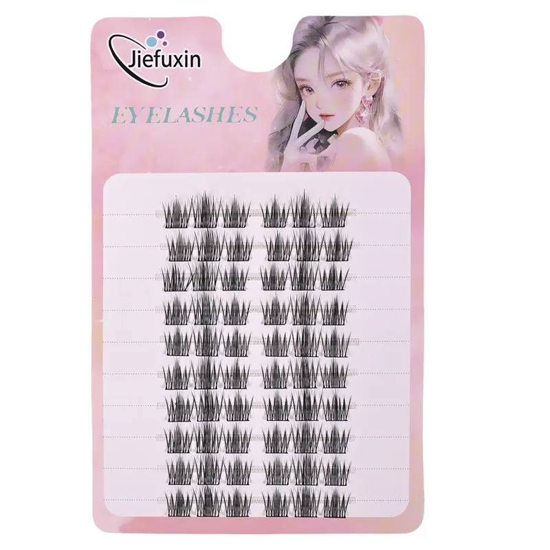 Tapered Thick Fox Eye Manga Cluster Lashes Jiefuxin Large Capacity Tray DIY Segmented Individual Self-Graft Lash Extensions