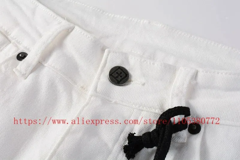 2026 New Arriva Men's Premium White Skinny Jeans Clean Fit Denim Pants High Street Fashion Trousers