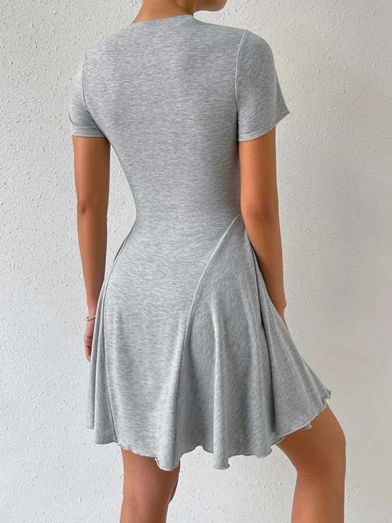 Summer New Female Fashion Casual Dress for Women's Street Short Sleeved Dresses Short Skirt