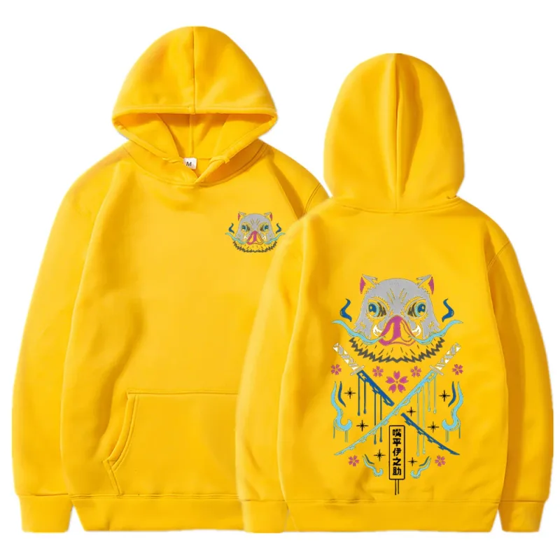 Inosuke Anime Hoodies Men Women Kimetsu no Yaiba Kawaii Manga Sweatshirts Gothic Harajuku Hooded Pullover Casual Streetwear