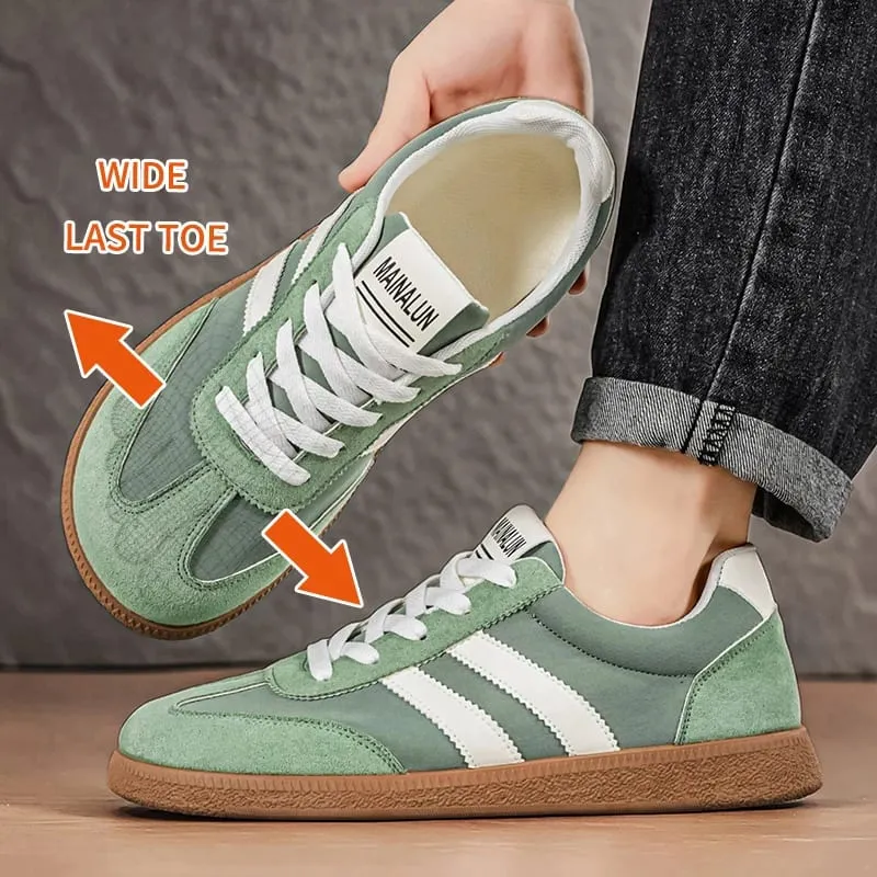 Men's Wide Width Sneakers - Large Size PU Upper & PVC Sole Low-Top Shoes Suitable for Indoor/Outdoor Work Travel Ca