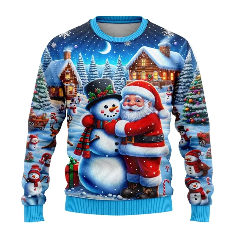 Nam Nữ Xmas Áo 3D Giáng Sinh Người Tuyết Santa In Hình Giáng Sinh Xấu Xí Áo Len Unisex Chui Đầu Ngày Lễ Đảng Dây Nhảy Cao Cấp