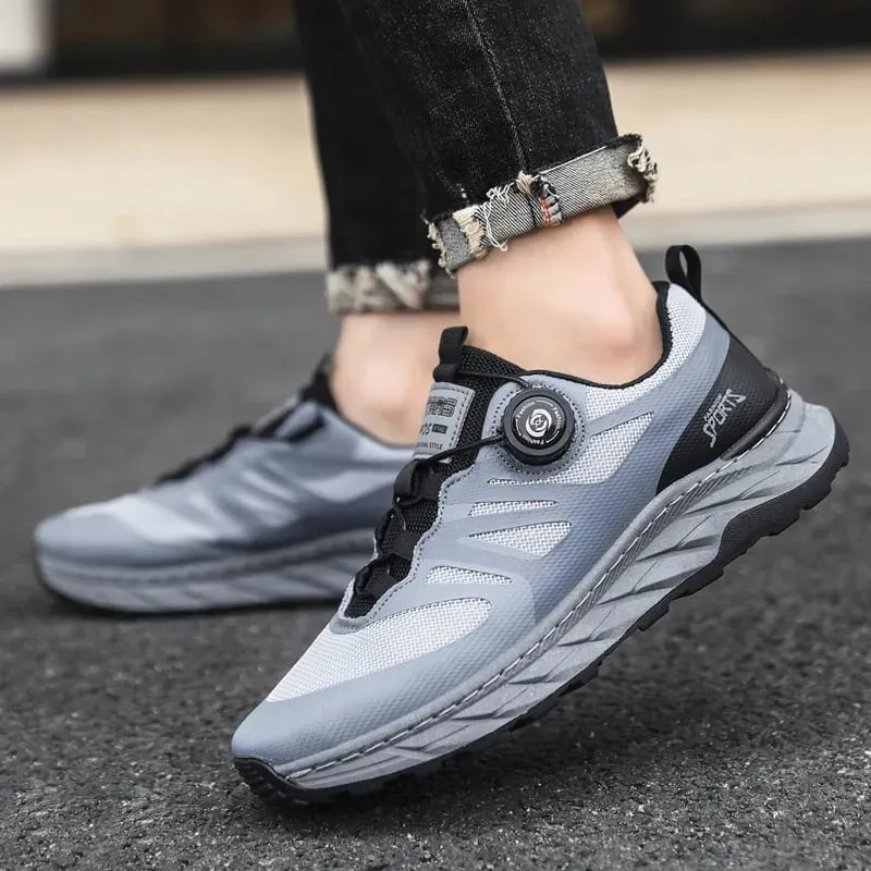 New Men Sneakers Breathable Anti Slip Comfortable Casual Shoes with Button Light Jogging Shoes Outdoor Vulcanzed Shoes for Men