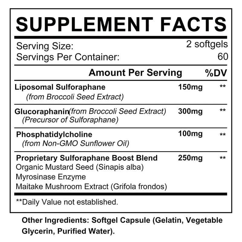 Sulforafano liposomal 450 mg - Suplemento antioxidante para el corazón que estimula la inmunidad