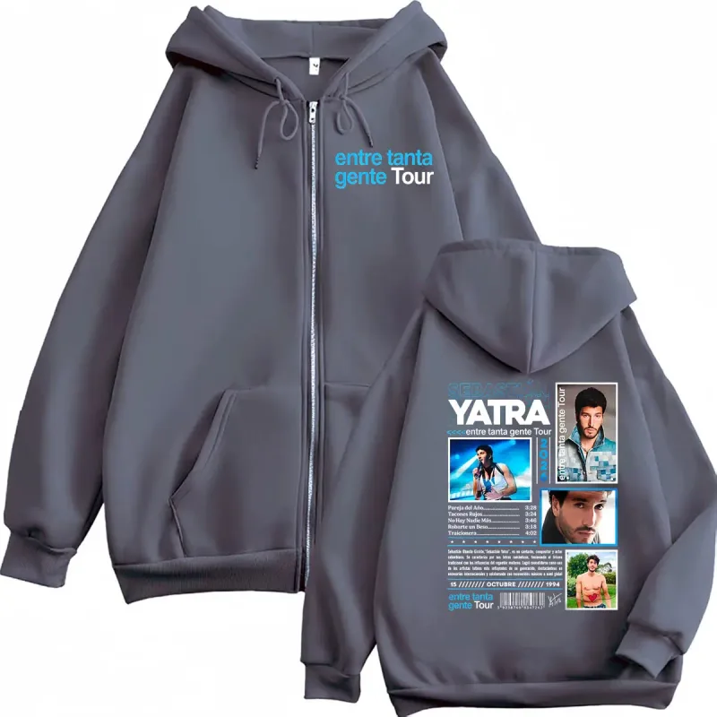 Sebastian Yatra Entre Tanta Gente Tour 2026 Zipper Sweatshirts Men's Clothing Hooded Fashion Hip Hop Zip Up Hoodies Coats Jacket