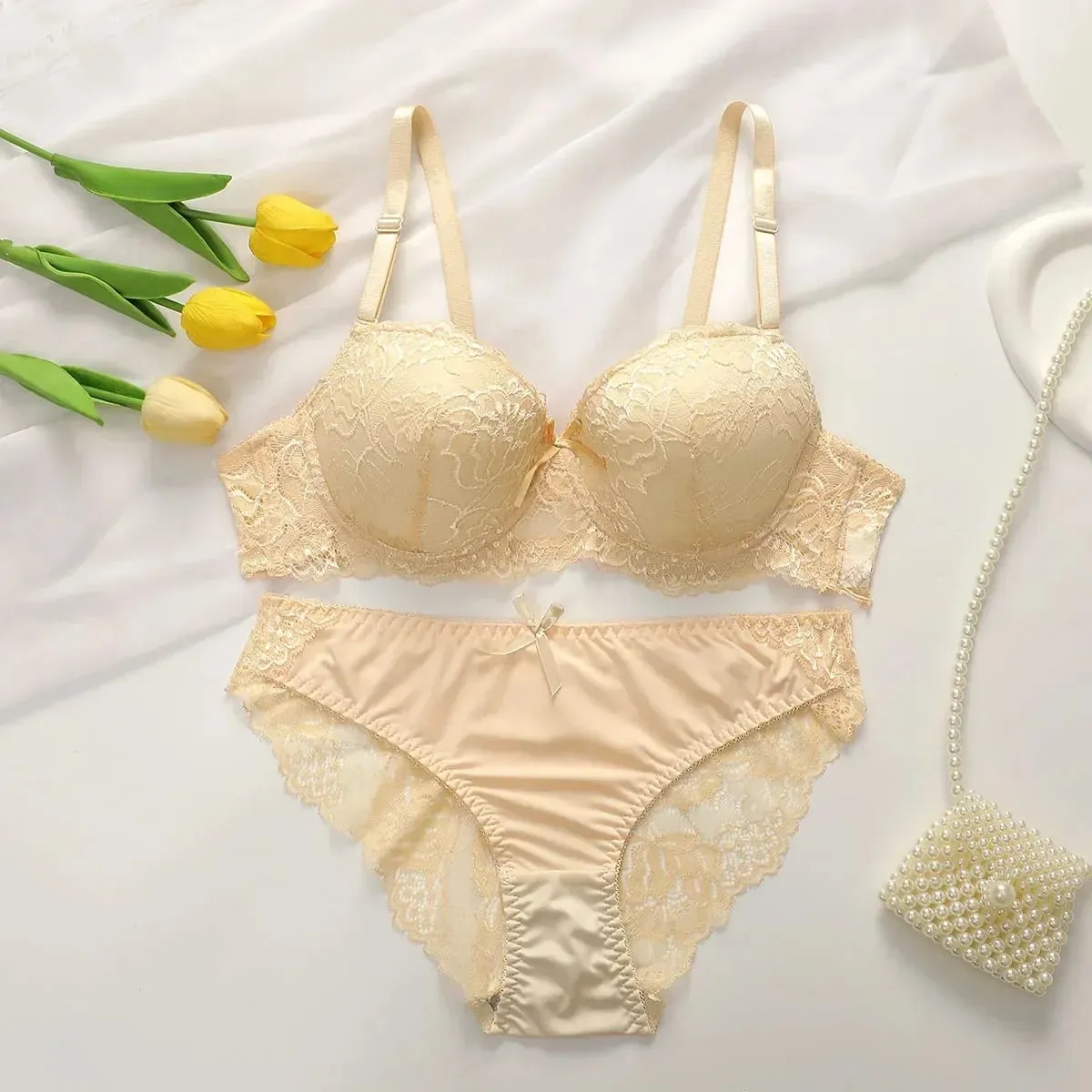 2-piece Sexy Multi-color Lingerie Set For Women's Gathering Push Up Underwear For Women's Flower Underwear