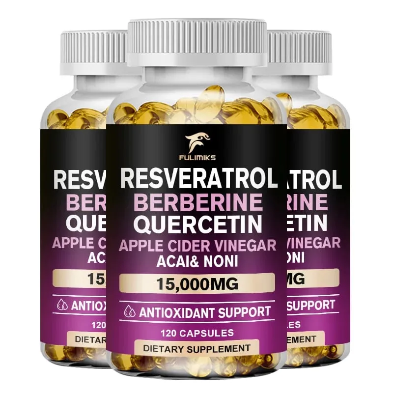 Resveratrol kapsler | Berberine | Quercetin | Æblecidereddike - antioxidant hjertesundhed og stofskifte - 60/120 kapsler