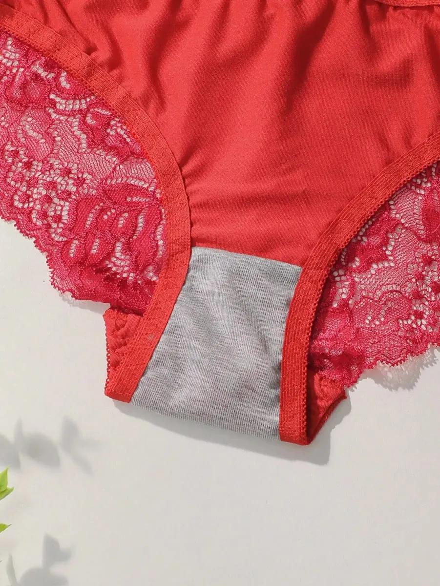 Red Lace Sexy Lingerie Set For Women's Gathering Push Up Underwear For Women's Flower Underwear Set A2155