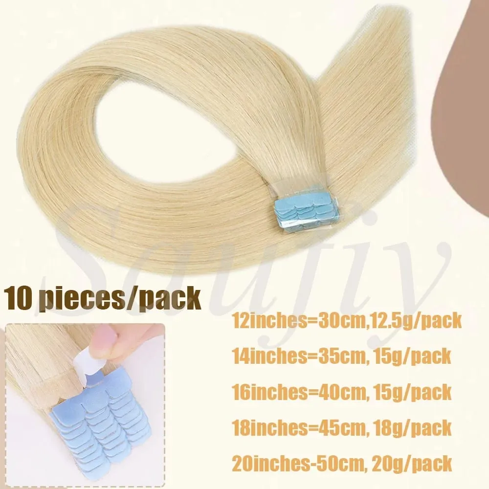 12-20inches Natural Blonde Mini Tape in Human Hair Extensions Double Side Invisible Seamless Tape Ins Hair 10pcs/Pack Natural Straight Black Blonde Balayge Brown Mini Tape In Hair